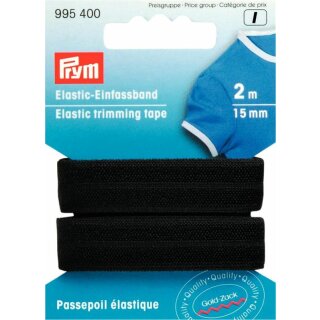 Prym Elastisches Einfassband 15 mm schwarz (2 m)