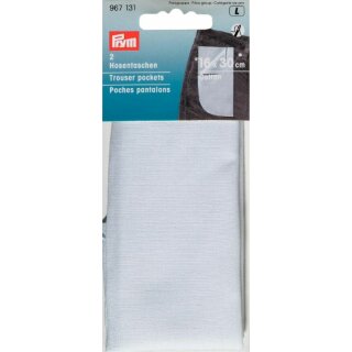 Prym Trouser Pockets 1/1 CO for sewing in 16 x 30 cm white (2 pcs)