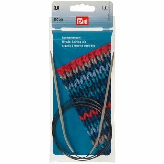 Prym Aiguilles à tricoter circulaires alu gris-perle 100 cm 3,00 mm (1 pce)