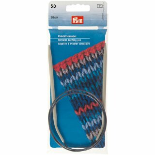 Prym Aiguilles à tricoter circulaires alu gris-perle 80 cm 5,00 mm (1 pce)