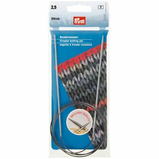 Prym Aiguilles à tricoter circulaires laiton argent 100 cm 2,50 mm (1 pce)