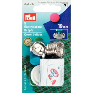 Prym Cover Buttons brass 19 mm silver col (5 pcs)
