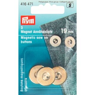Prym Magnetic sew-on buttons 19 mm gold col (3 pcs)