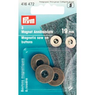 Prym Magnetic sew-on buttons 19 mm antique brass (3 pcs)