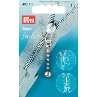 Prym Fashion Zipper pullers Ball chain metal silver col (1 pc)