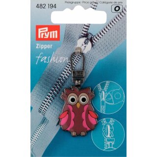 Prym Fashion Zipper puller for children Owl brown/pink (1 pc)