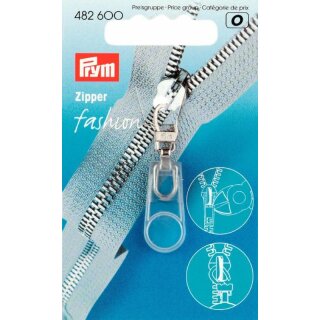 Prym Fashion Zipper puller Rubber plastic/metal transparent (1 pc)