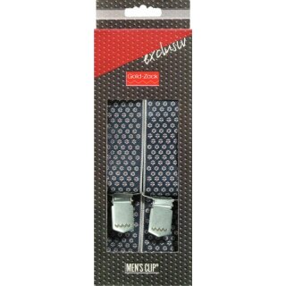 Prym Mens Clip Exclusiv 120cm 35mm navy blue/white + red woven dots (1 pc)