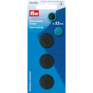 Prym Cover buttons plastic 22 mm black (3 pcs)