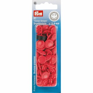 Prym Non-sew ColorSnaps Flower 13.6 mm red (21 pcs)