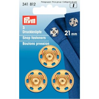 Prym Sew-On Snap Fasteners Brass 21 mm goldfarbig 3 Stück