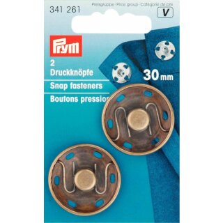Prym Sew-On Snap Fasteners Brass 30 mm