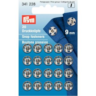 Prym Annähdruckknöpfe Messing 9 mm silberfarbig 12 Stück
