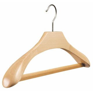 Strong shaped hangers with wide shoulder/ beech wood nature