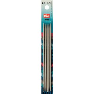 Prym Double-pointed and glove knitting pins alu 15 cm 2.50 mm pearl grey (5 pcs)