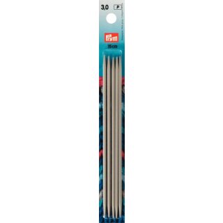 Prym Double-pointed and glove knitting pins alu 15 cm 3.00 mm pearl grey (5 pcs)