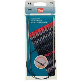 Prym Aiguilles à tricoter circulaires laiton argent 60 cm 2,50 mm (1 pce)