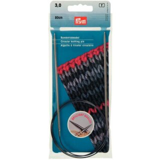 Prym Aiguilles à tricoter circulaires laiton argent 80 cm 3,00 mm (1 pce)