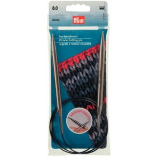 Prym Aiguilles à tricoter circulaires laiton argent 80 cm 8,00 mm (1 pce)