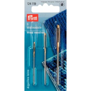 Prym Wool and tapestry needles No. 1,3,5 acero plata/gold col (3 unidades)