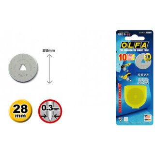 OLFA RB28-10 Lame circulaire 28 mm pour cutter rotatif – 10 pièces