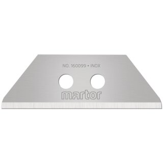 Lame trapézoïdale MARTOR n° 160099, inox, affûtage large, pointes arrondies (10 en distributeur)