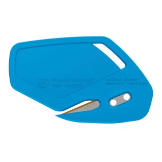 MARTOR SECUMAX CARDYCUT safety knife, 2 mm wall thickness, cyan, stainless (10 in box)