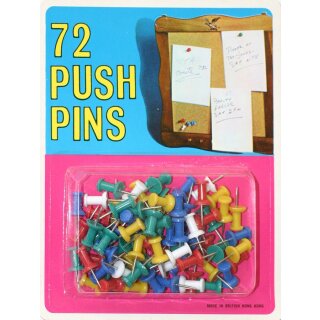 Push-Pins, Reißzwecke, Pinnwandnadeln a colori assortito (72 pezzi)