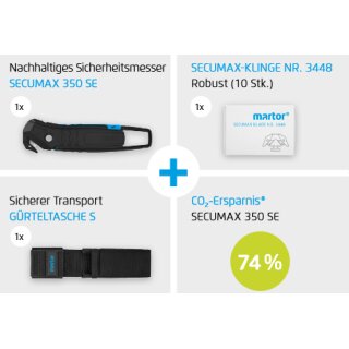 MARTOR SECUMAX 350 SE Set mit 10 Ersatzklingen Nr. 3448 und Gürteltasche S (1 im Karton)
