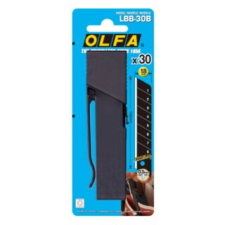 OLFA LBB-30B Snap-Off Blades 18 mm Excel Black – 30 pcs, Case with Clip