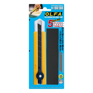 Olfa Heavy-Duty utility knife 25 mm with 5 solid blades  (H-1BB/5BB)