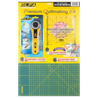 OLFA RTY-ST/QR-METRIC-RC Quilting Kit – Cutter, Mat, 15 x 16 cm Ruler