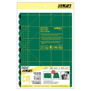 OLFA FCM-A3 Faltbare Schneidematte 45 x 32 cm – A3, Olefin, cm-Raster