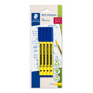 Staedtler Fineliner Noris writing pen, 4St BK blau (VE=10stk)