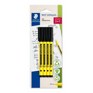 Staedtler Fineliner Noris writing pen, 4St BK schwarz (VE=10stk)