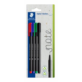 Staedtler Fineliner triplus rPP, 4St BK farbig sortiert
