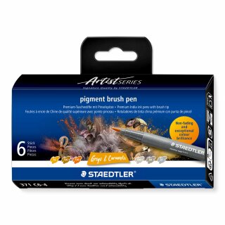 Staedtler pigment brush pen Greys&Caramels6ST