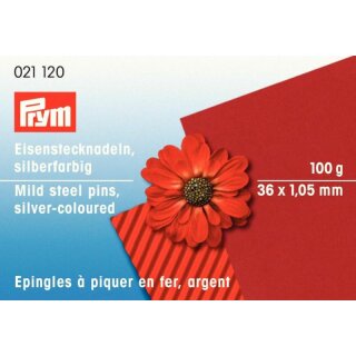 Prym Straight Pins mild steel silver col 1.05 x 36 mm (100 g)