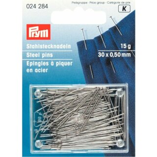 Prym 024122 colore: argento 0,50 x 30 mm acciaio 500 g 30 x 0,5 mm Spilli scatola di plastica 