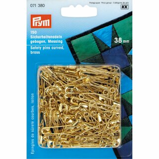 Prym Safety Pins curved with coil brass 2 gold col 38 mm (150 pcs)