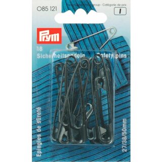 Prym Sicherheitsnadeln Stahl 27/38/50 mm schwarz (18 Stck)