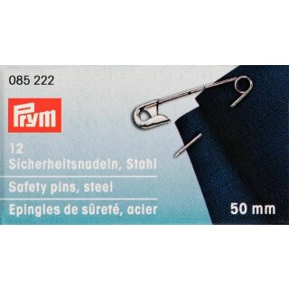 Prym Epingles de sûreté à ressort acier No. 3 argent 50 mm (12 pce)