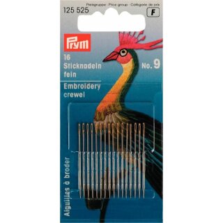 Prym Fine embroidery needles HT 9 silver col with gold eye 0.60 x 35 mm (16 pcs)