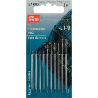 Prym Darning Needles short HT 1-9 silver col with gold eye assorted (10 pcs)