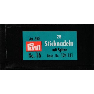 Prym Sticknadeln con Sp. Stahl 16 1,60 x 55 mm argentofarbig (25 pezzi)