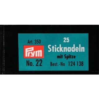 Prym Embroidery Needles Chenille sharp point No. 22 silver col 0.90 x 40 mm (25 pcs)