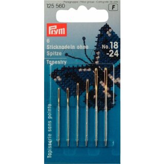 Prym Embr.ndl Tapestry blunt point No. 18-24 silver col  gold eye assorted (6 pcs)