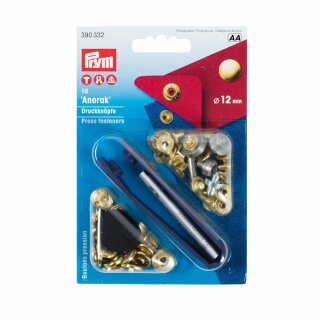 Prym Boutons press. Anorak laiton 12 mm or + outil (10 pce)