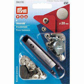 Prym NF-Druckknopf Anorak flach Messing 20 mm alteisen (6 Stück)