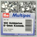 Prym Hohlnieten Klemmber. 6-9 mm Messing argentofarbig...